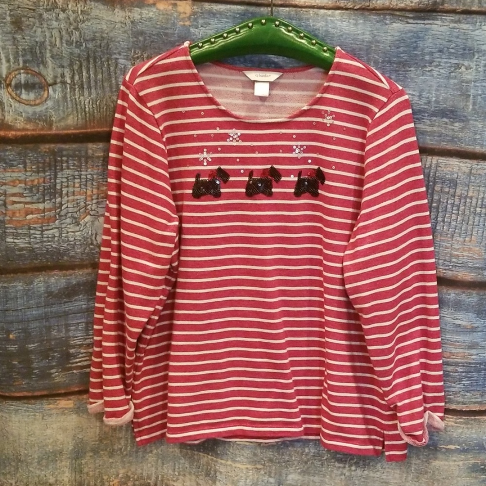 NWOT CJ.Banks 1X Striped "Scottie Dog" Pullover!